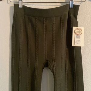 Pink Rose Olive Fleece Leggings